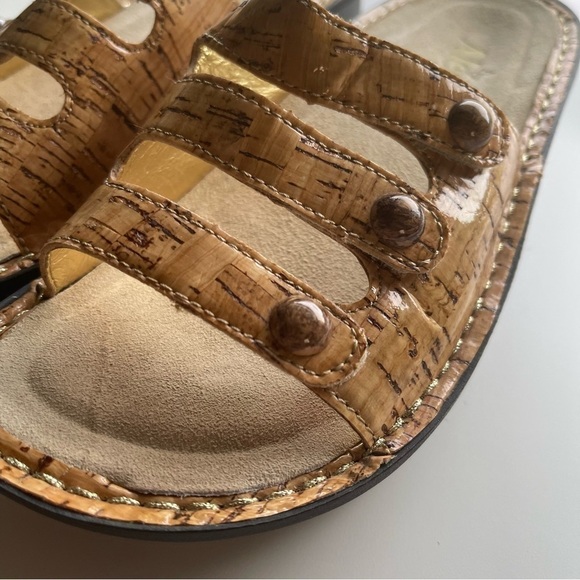 Alegria Fiona cork look sandals EUC size 37 three strap hook and loop closure - Picture 10 of 12